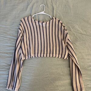 Striped Beige and Blue Women's Top